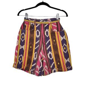 Vintage Gitano Aztec Western Country High Waist Denim Shorts Mom Sz 6